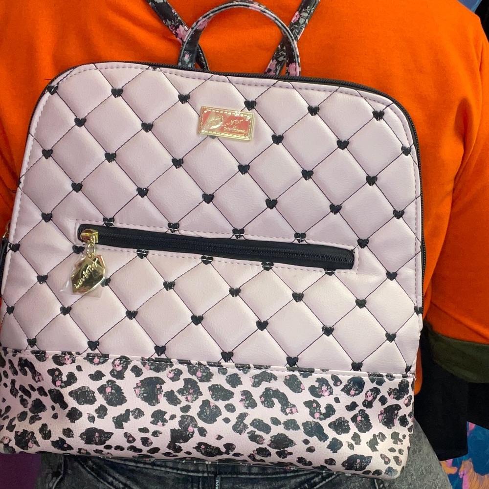 Pink Quilted Leopard Print Mini Backpack Purse